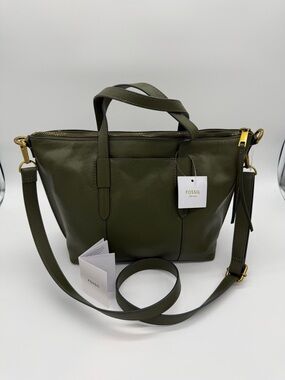 Fossil Skylar Satchel Crossbody Bag Loden Green Leather NWT Handbag